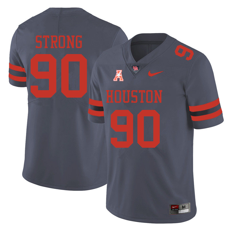 Men #90 Zykeius Strong Houston Cougars College Football Jerseys Sale-Gray